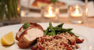Image: Kylling saltimbocca med perlespeltrisotto og asparges