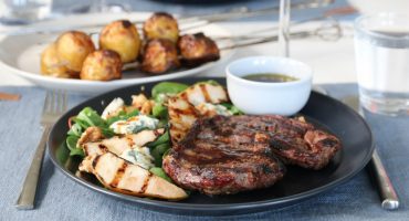 Image: GRILLET ENTRECÔTE MED PÆRE, GORGONZOLA OG BALSAMICO